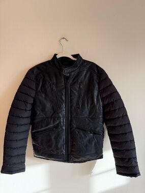 Express Black Quilted-Sleeve Faux Leather Jacket